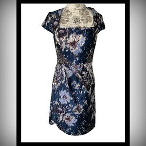 Kay Unger Sutton Baroque Floral Jacquard Cap Sleeve Dress Size 6 Women Classic